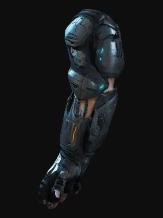 3D model for cyberpunk armguard with gloves, Sci-Fi, Highly Detailed