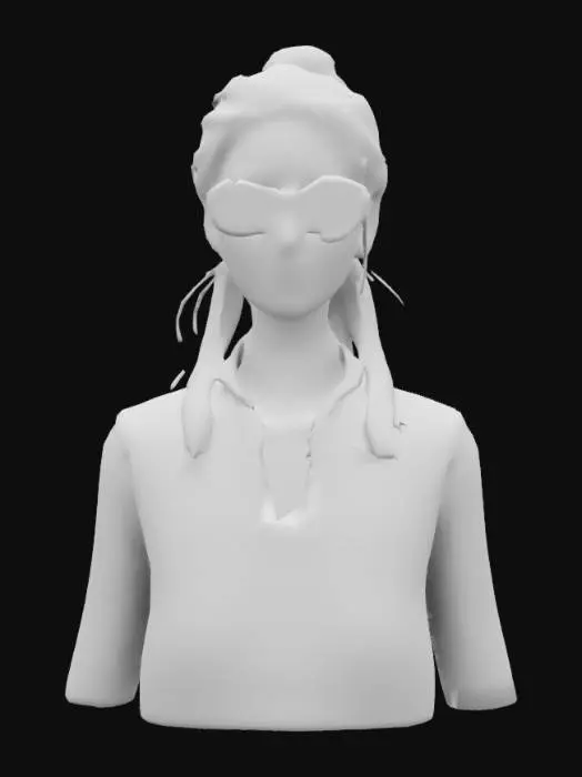 3D model for librarian, #women#, young pretty adult, plaid vest, round glasses