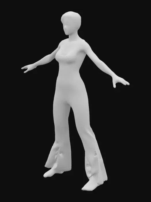3D model for tall tank Woman with short hair , Game Assets, Highly Detailed, Ultra Realistic, Body, A-pose, Full Body, ARMS AWAY FROM THE BODY , detailed face , no hair , no fur , game , no gun , jumpsuit, detailed nose