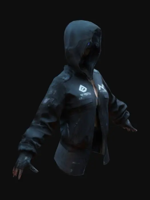 3D model for cyberpunk, #women#, hypersexy, wearing techwear jacket, feature on artstation, highly detailed, correct proportions, three eyes, full body,ame Assets, Highly Detailed, Ultra Realistic, Body, A-pose, Full Body, ARMS AWAY FROM THE BODY , detailed face