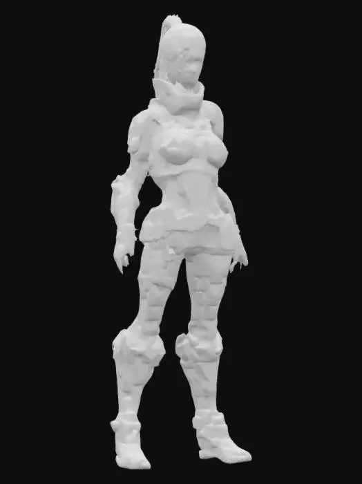 3D model for A cell-shaded comic book character, cell-shaded with thick black hand drawn lines and bold colors, realistic but stylized proportions, female, sci-fi