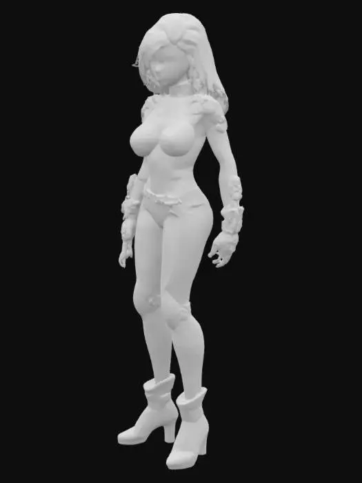 3D model for A cell-shaded comic book character, cell-shaded with thick black hand drawn lines and bold colors, unrealistic and stylized proportions, female, sci-fi