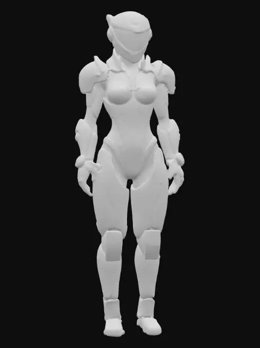 3D model for sci-fi attractive Woman mercenary wearing  Rimsenal Jotun power armor in an a pose, highly detailed