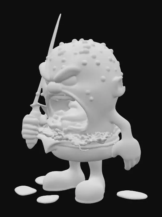 3D model for ANGRY BURGER. SO ANGRY. HAS A KNIFE. RED KETCHUP EVERYWHERE. AHHHGGGGG!!, #food#