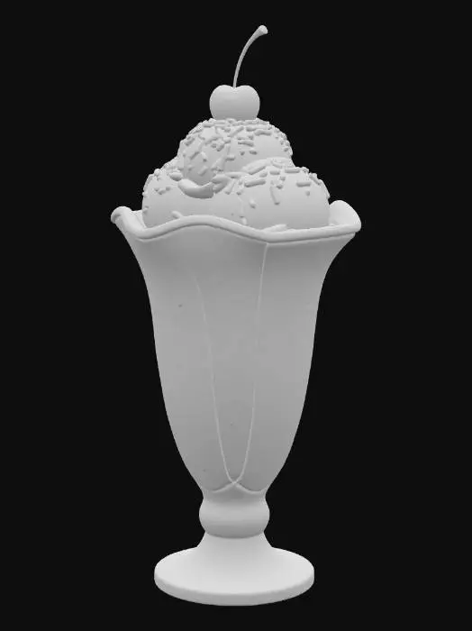 3D model for Magical, fantasy rainbow parfait with rainbow sprinkles and a cherry on top. Cellshaded.