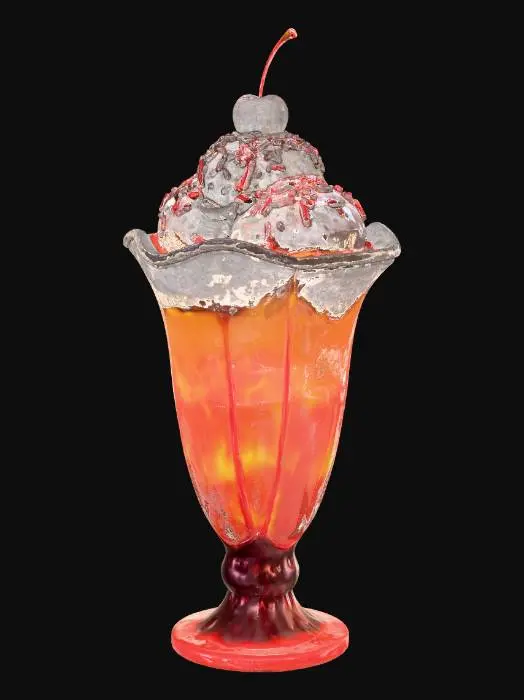 3D model for Magical, fantasy rainbow parfait with rainbow sprinkles and a cherry on top. Cellshaded.