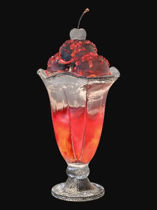 3D model for Magical, fantasy rainbow parfait with rainbow sprinkles and a cherry on top. Cellshaded.