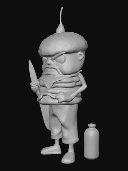3D model for ANGRY BURGER. SO ANGRY. HAS A KNIFE. RED KETCHUP EVERYWHERE. AHHHGGGGG!!, #food#