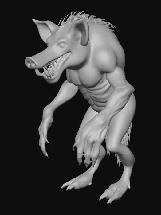 3D model for Realistic bipedal pig horror monster