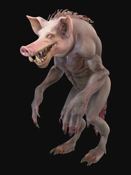 3D model for Realistic bipedal pig horror monster