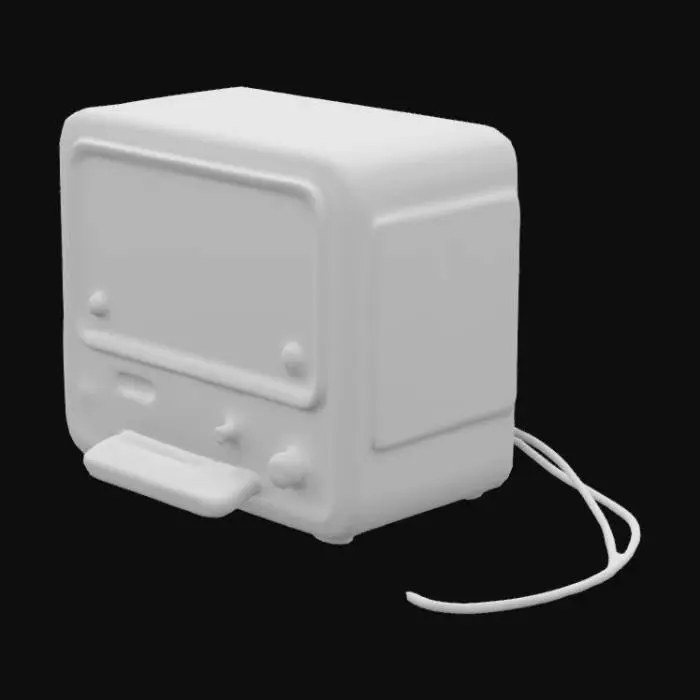 3D model for beige cyberpunk computer that looks like it is from a 1970s sci-fi movie, defined edges, Sci-Fi, 
Highly Detailed