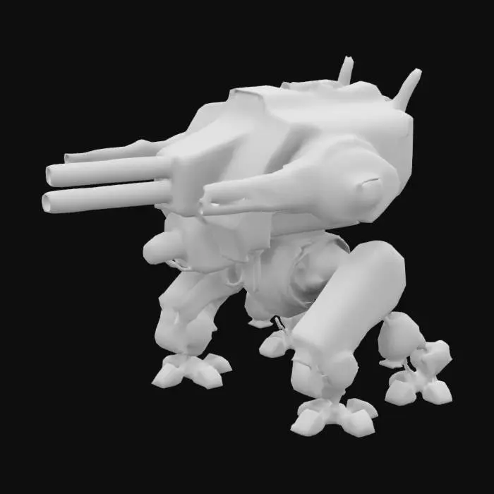 3D model for retrofuturistic attack mech, dieselpunk, sci-fi, Highly Detailed