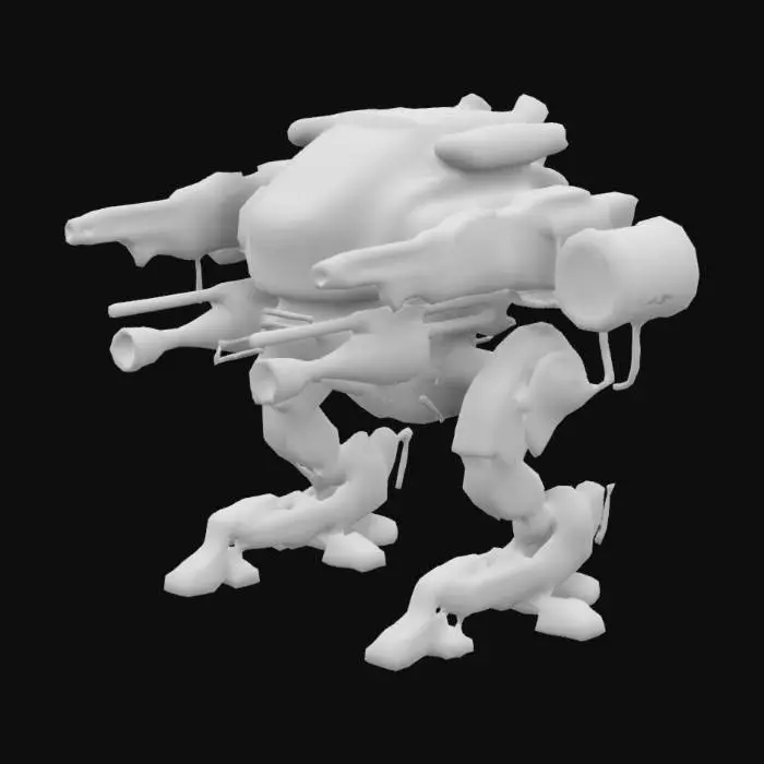 3D model for retrofuturistic attack mech, dieselpunk, sci-fi, Highly Detailed, ww1 tech