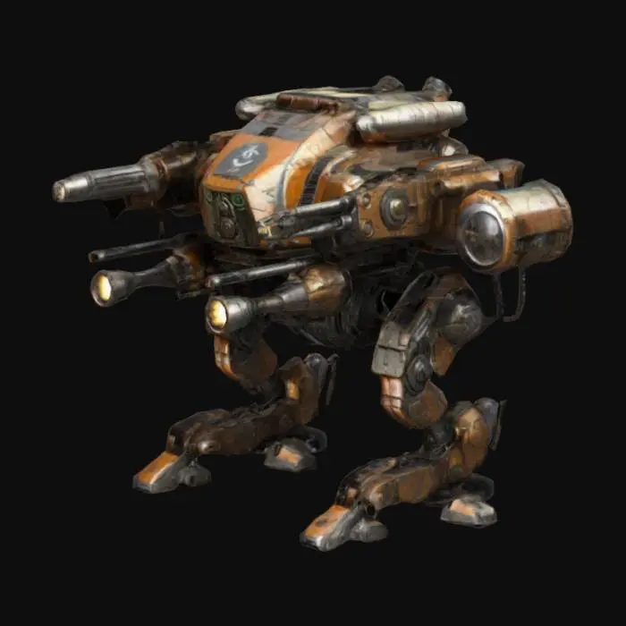 3D model for retrofuturistic attack mech, dieselpunk, sci-fi, Highly Detailed, ww1 tech