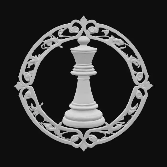 3D model for #emblem#, round emblem with chess pawn