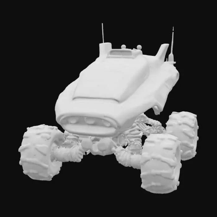 3D model for A cell-shaded mech vehicle, cell-shaded with thick black hand drawn lines and bold colors, sci-fi