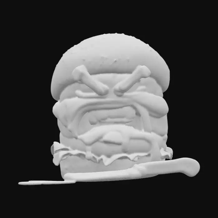 3D model for ANGRY BURGER. SO ANGRY. HAS A KNIFE. RED KETCHUP EVERYWHERE. AHHHGGGGG!!, #food#