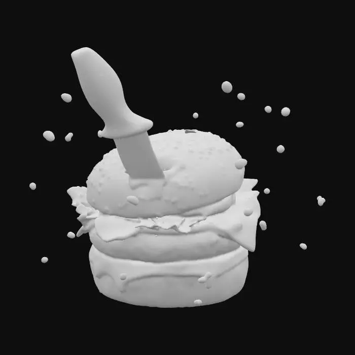 3D model for ANGRY BURGER. SO ANGRY. HAS A KNIFE. RED KETCHUP EVERYWHERE. AHHHGGGGG!!, #food#