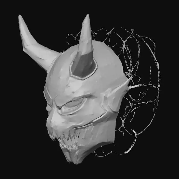 3D model for #Halloween2025#, cyberpunk mask, demon, neon