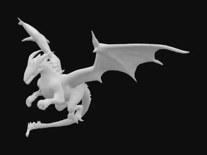 3D model for A powerful cinematic scene of Bahamut, the legendary dragon from Final Fantasy, soaring through a dark, stormy sky. He charges his signature attack, Mega Flare, with glowing wings spread wide, his eyes burning with cosmic energy. The atmosphere trembles as a massive sphere of destructive energy forms in his mouth. He unleashes the devastating Mega Flare down upon a ruined battlefield, creating a massive explosion of light and shockwaves. Epic orchestral music plays in the background. High fantasy, ultra-detailed, dramatic lighting, 4K resolution.