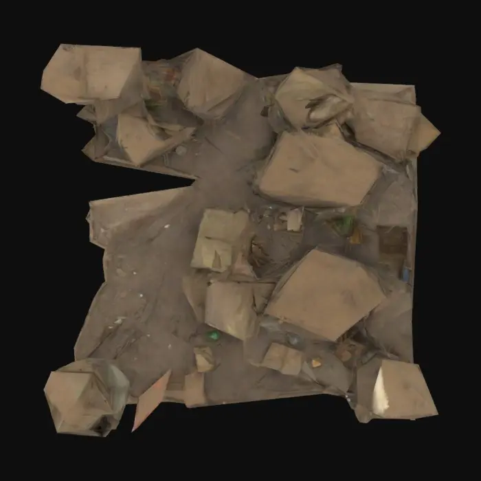 3D model for maak een sloppenwijk met tantoe veel detail in html moet realistich zijn en groot
