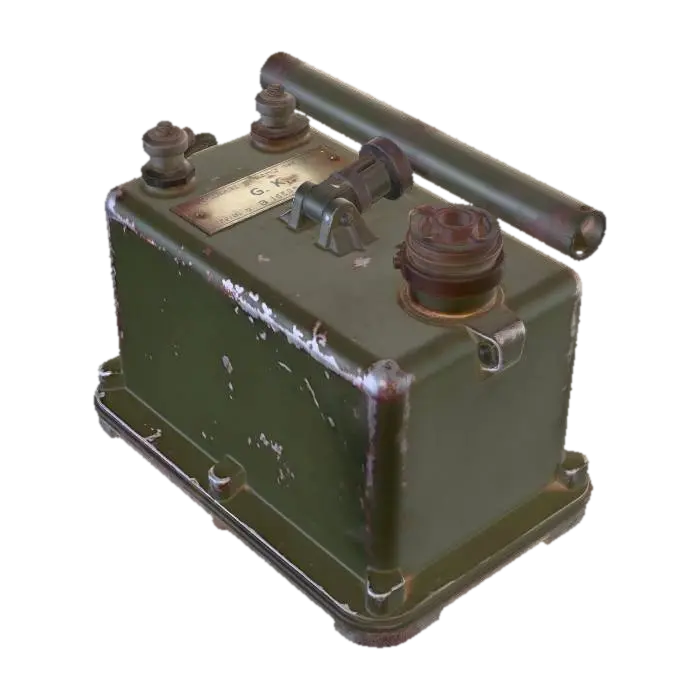 Antique military electrical control box 3D model, vytvořený pomocí AI