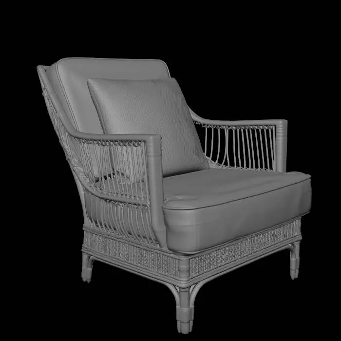 3D model for Rattan Lounge Chair with Cushions