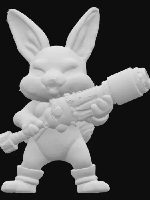 3D model for Sci-Fi, Stylizowany, Anime, Liga Legend, Rzeźbione, Delikatny, Bardzo szczegółowe, Pełne Ciało, Symetryczne ciało, Pozycja bojowa, Szalony Biały Królik z Alicji w Krainie Czarów z bronią w stylu anime Helsing