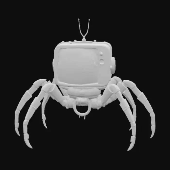 3D model for Create a TV receiver as spider monster, Stylized, Sci-Fi, Steampunk, Game Assets, Highly Detailed, fullbody