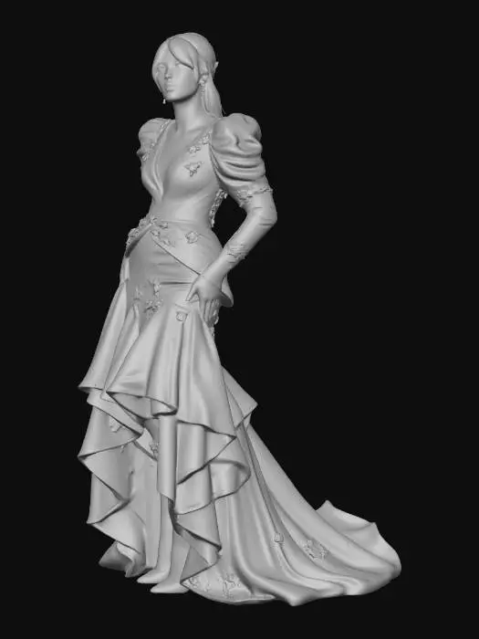 3D model for Elegant Bride in Modern Lace