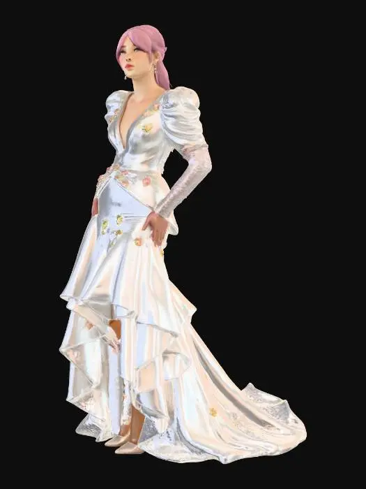 3D model for Elegant Bride in Modern Lace