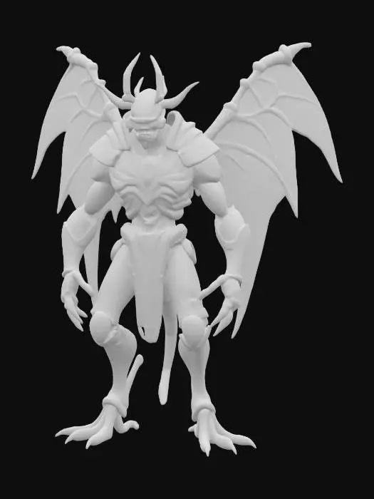 3D model for An insectoid-humanoid fusion, with four arms and digitigrade legs. Its body is segmented, covered with patches of glistening, chitinous armor interspersed with soft, pulsing membranes. The head splits vertically into two separate, clicking halves revealing inner rings of glimmering, crystal fangs. Where a heart would be, a glowing, spinning gyroscope is suspended inside a transparent cavity. Each arm ends in a different appendage: a cluster of pincers, a spinning saw-like disc of bone, a web-shooting gland, and a mass of ever-multiplying fingers. Tiny, iridescent beetles crawl in and out of open seams in its chest and limbs. No armor or weapons – purely organic and experimental horror, lo-fi surreal, hyper-detailed.