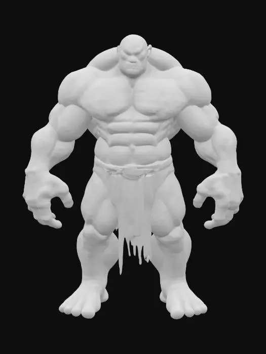 3D model for A massive, overmuscled form with cracked, ashen skin, orange magma glowing beneath the surface and surging through enormous, rocklike arms and legs.