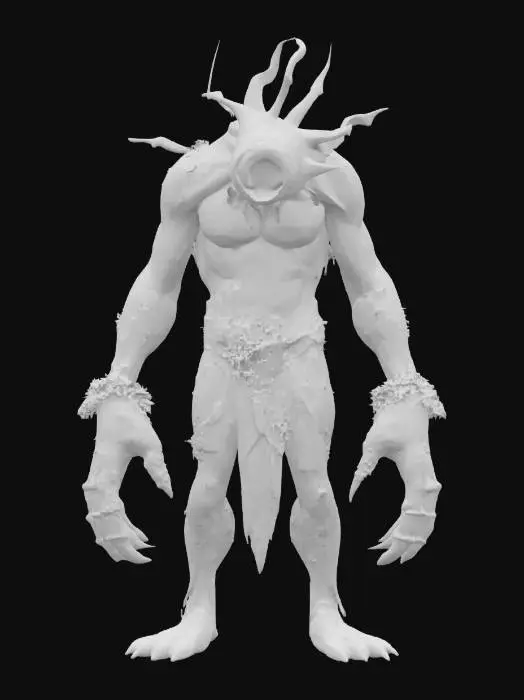 3D model for Cyclops with Tree Bark Skin – A massive cyclops with one large, glowing eye and skin resembling tree bark. His body is covered in moss and creeping vines, and his hands are like giant tree roots, able to manipulate nature. His presence is both intimidating and grounded in the earth.