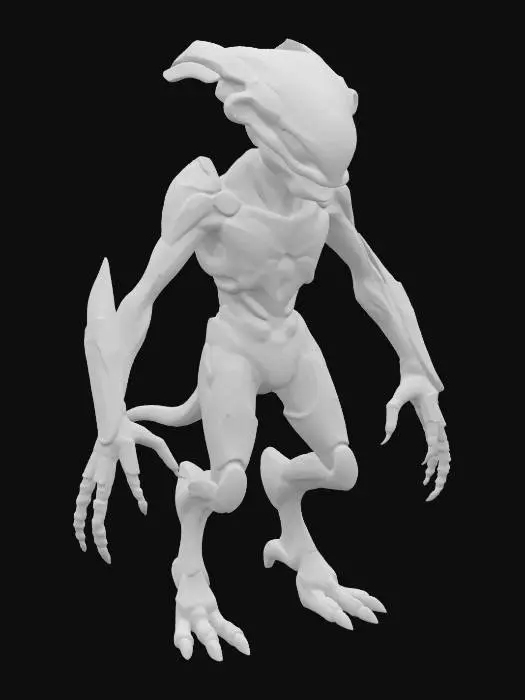 3D model for Shapeshifting Alien with Bio-Mechanical Armor – A humanoid alien capable of shifting its form. Its body is covered in bio-mechanical armor, glowing with intricate patterns of light. The alien has multiple eyes that shift position depending on its form, and its limbs are sleek and powerful, ready for combat or stealth.