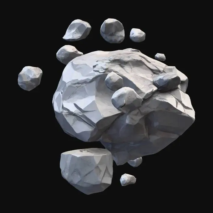3D model for ps2 style low poly asteroids uktrakill