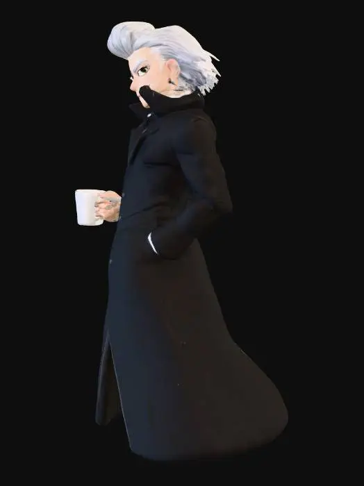 3D model for Confident Anime Character with Cup