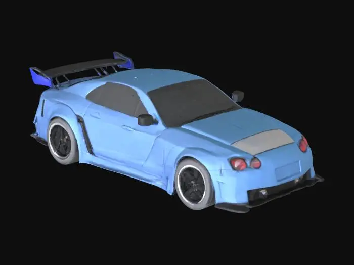 3D model for un'auto che drifta con bodykit , alettone e tutto ciò che serve a farla bella