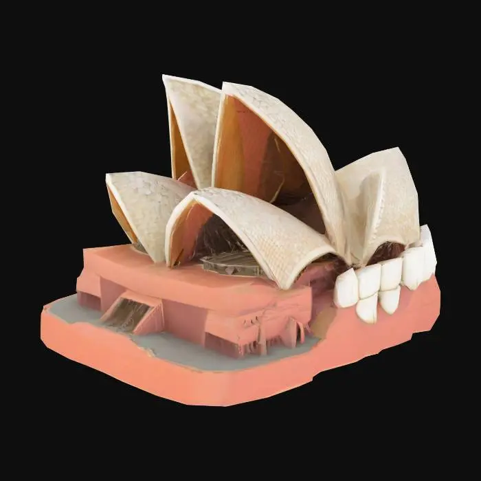 3D model for the sydney opera house made out of teeth


