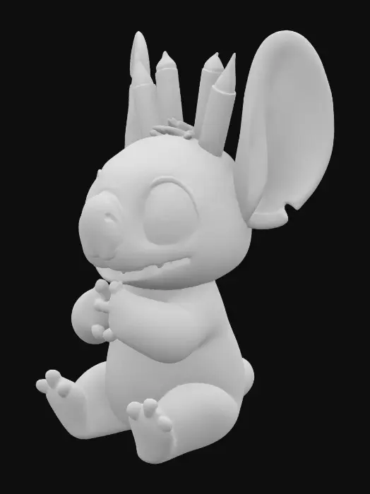 3D model for Modern pencil pen holder using stitch from lilo and stitch