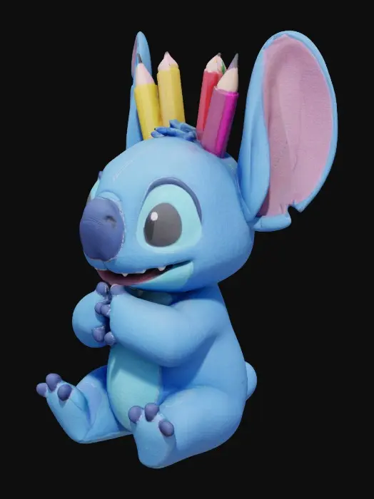 3D model for Modern pencil pen holder using stitch from lilo and stitch