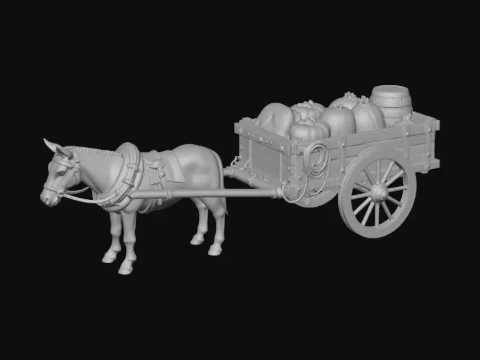 3D model for Horse-Drawn Cart Loaded with Sacks