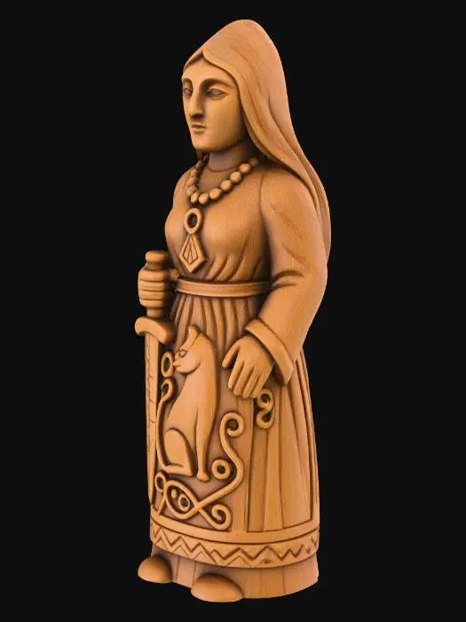 3D model for Wooden Norse Goddess Statue