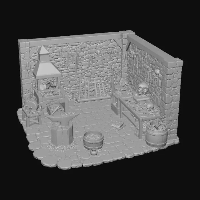 3D model for Medieval Blacksmith's Forge