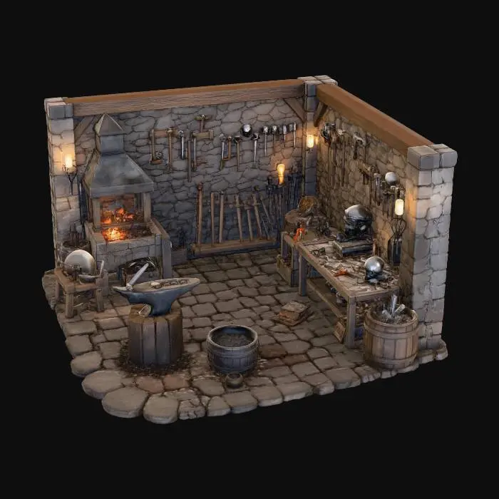 3D model for Medieval Blacksmith's Forge