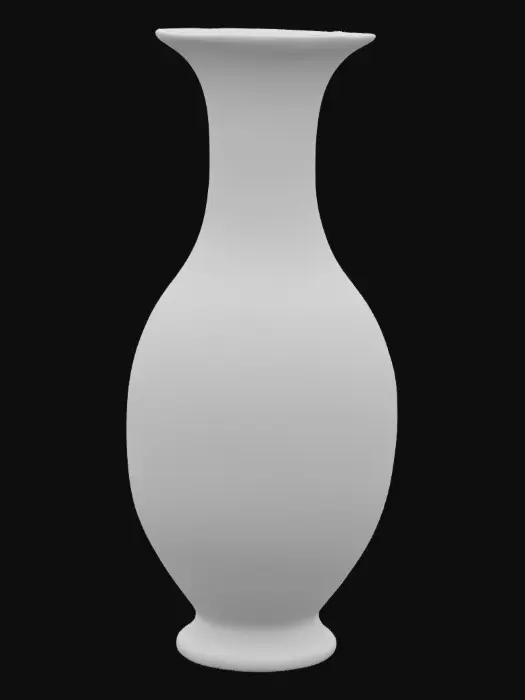 3D model for one of a pair of vases with slender ovoid body, contracted neck and spreading mouth and foot. painted in famille verte enamels with groups of ladies engaged in the four elegant accomplishments, painting, literature, Music and checkers. There is a landscape scene with fishermen around the neck. Trellis pattern diaper band on the shoulder with floral medallions, key-fret at the lip and a band of spirals at the foot. on the base a fungus mark in a double ring.