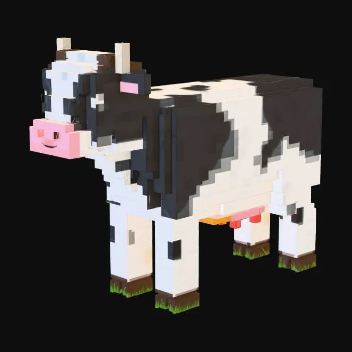 3D model for A Minecraft-style,Pixelated Cow