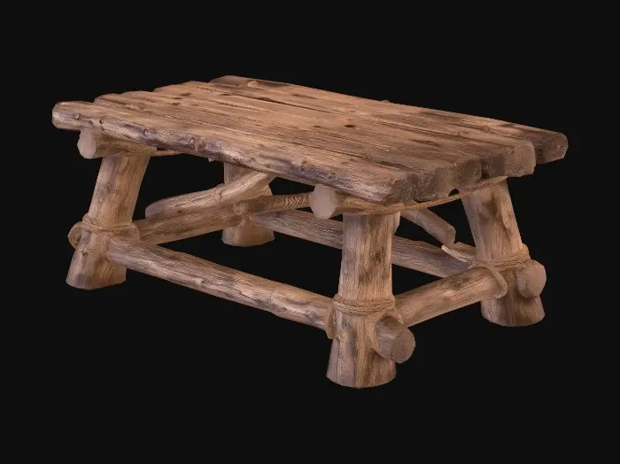 3D model for Rustic log bench