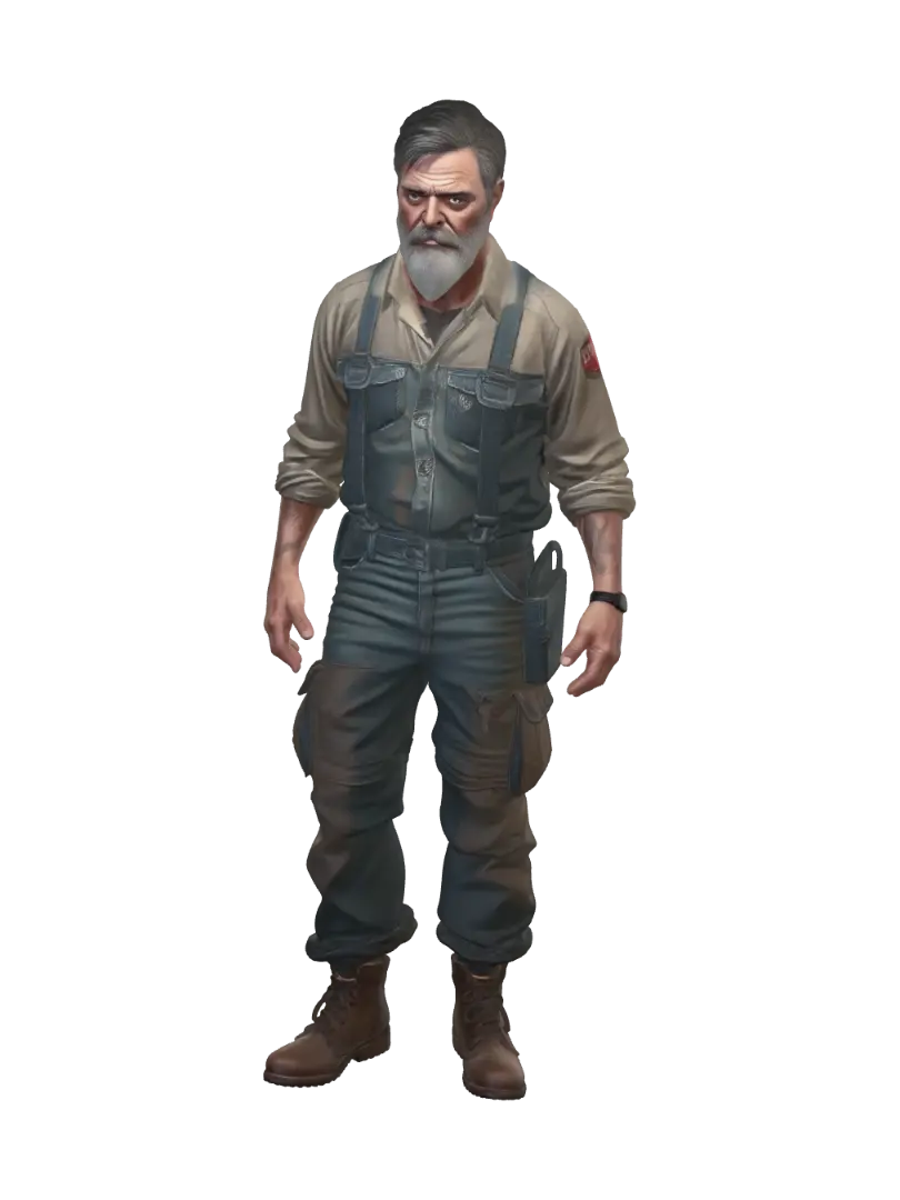 I need a model of a man who is living as a farmer during a zombie apocolypse. I… - Apocalypse 3D model, vytvořený pomocí AI