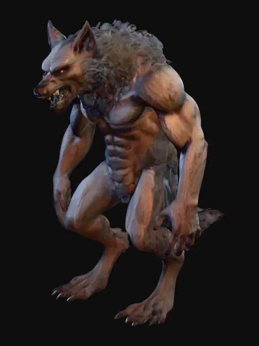3D model for Fable 1 Style Werewolf but much larger and scarier useable for a unreal engine 5.7 horror hunting game
